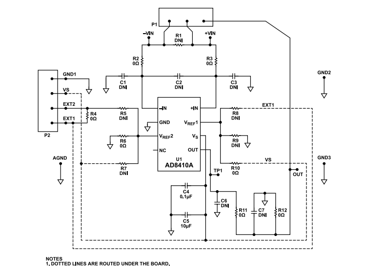Schaltplan - Analog Devices Inc. AD8410ARx Evaluierungsboards